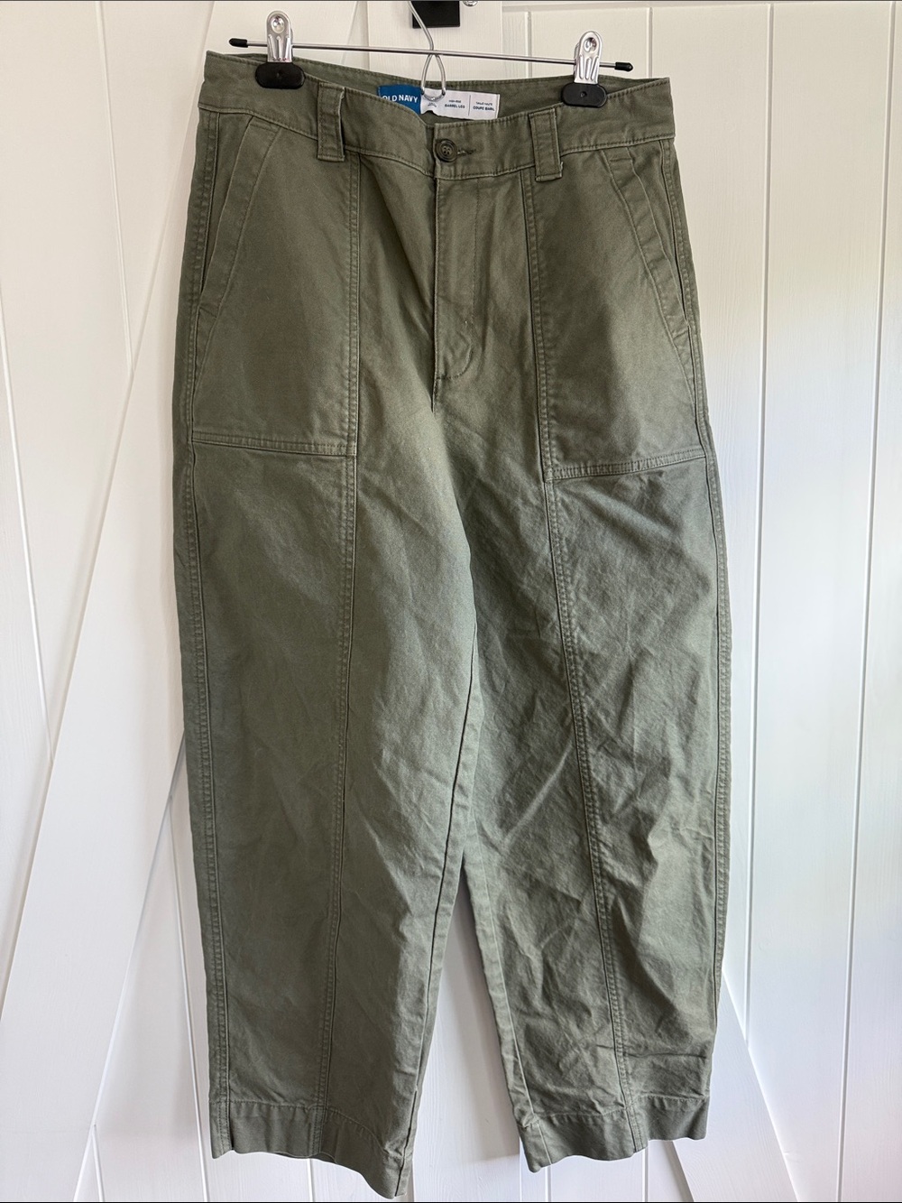 Olive Women’s Barrel Leg Pants - High-Rise & Tall